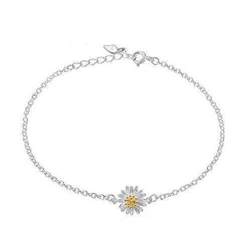 Gold Daisy Silver Bracelet - TSZjewelry