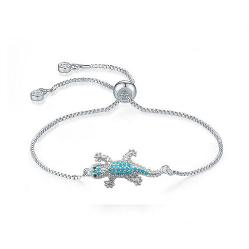 Aqua gecko Silver Bracelet - TSZjewelry