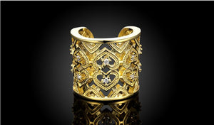 Platinum Plated Hollow Pattern Open Band ring