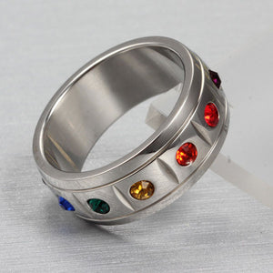 Rainbow Gay Pride Stainless Steel Wedding Rings