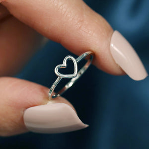Silver Hollow-out Heart Shape Simplicity Ring For Girls