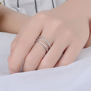 Double Row Different Design Silver Fashion Ring