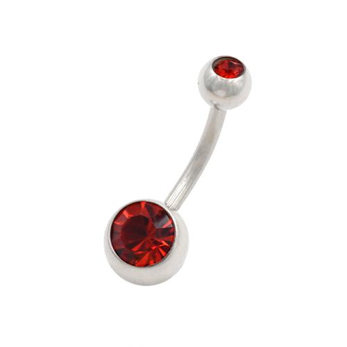 Double Red CZ Classic Belly Button Rings - TSZjewelry