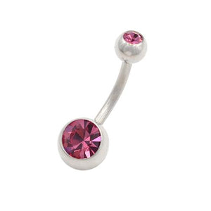Double Pink CZ Classic Belly Button Rings - TSZjewelry