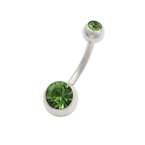 Light Green CZ Classic Belly Button Rings - TSZjewelry