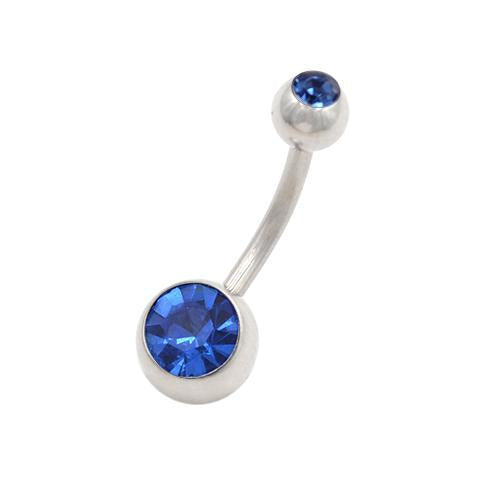 Double Blue Crystal Classic Belly Rings - TSZjewelry