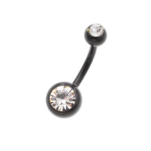 Crystaline Black Titanium Classic Belly Button Rings - TSZjewelry