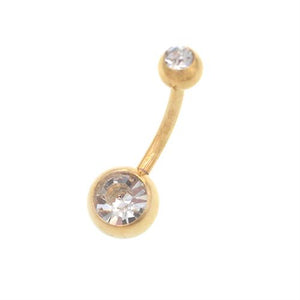 Double Clear CZ Gold Belly Button Rings - TSZjewelry