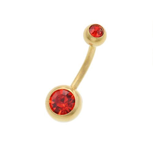 Double Red CZ Gold Belly Button Rings - TSZjewelry