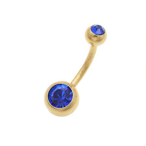 Double Blue CZ Gold Belly Button Rings - TSZjewelry