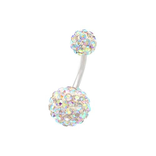 Double Rainbow Crystal Ball Classic Belly Rings - TSZjewelry