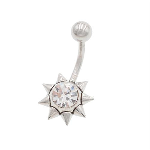 Crystal CZ Stainless Steel Sun Belly Button Rings - TSZjewelry