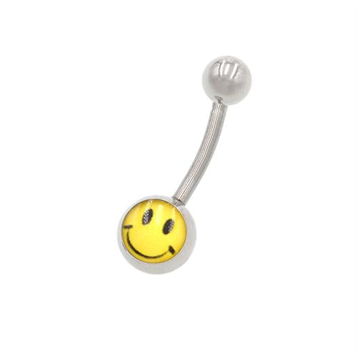 Happy Face Stainless Steel Classic Belly Rings - TSZjewelry