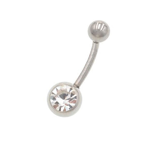 Crystaline Stainless Steel Classic Belly Button Rings - TSZjewelry