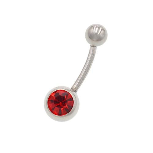Red Crystal Stainless Steel Classic Belly Rings - TSZjewelry