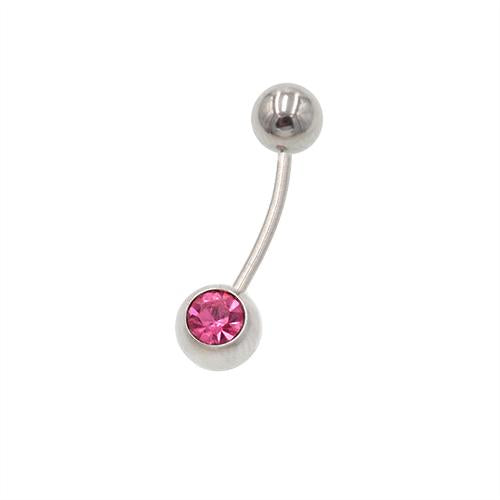 8mm Pink Crystal Classic Belly Button Rings - TSZjewelry