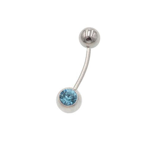 8mm Aqua Crystal Classic Belly Button Rings - TSZjewelry