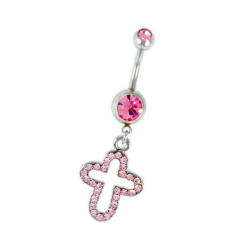 Pink Cross Belly Button Rings - TSZjewelry