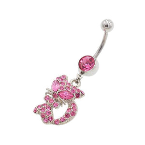 Pink Lovely Cat Belly Button Rings - TSZjewelry