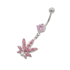 Pink Marijuana Belly Button Rings - TSZjewelry