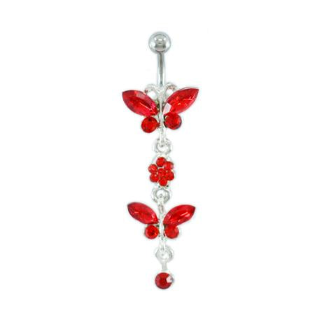 Red Twins Butterfly Belly Button Rings - TSZjewelry