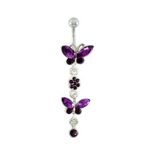 Purple Twins Butterfly Belly Button Rings - TSZjewelry