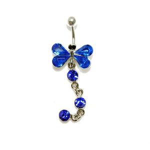 Blue Long Tail Butterfly Belly Button Rings - TSZjewelry