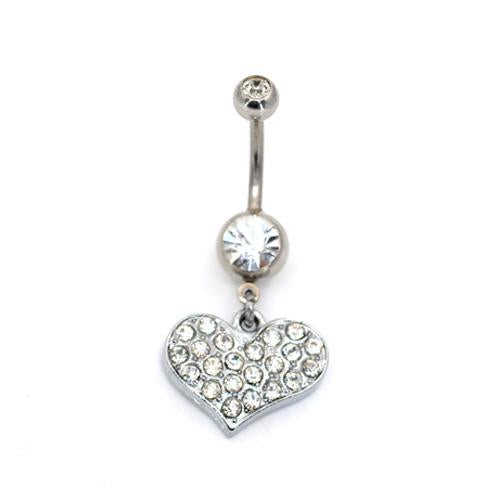 Crystaline Heart Belly Button Rings - TSZjewelry