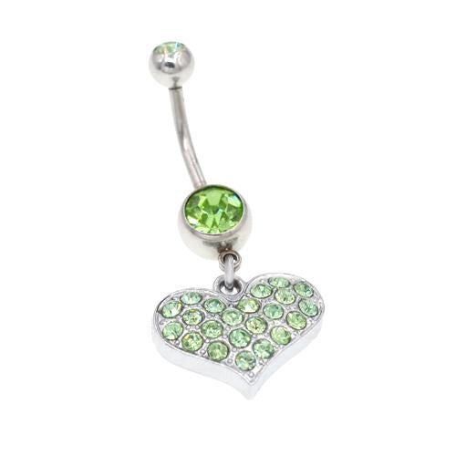Green Heart Belly Button Rings - TSZjewelry