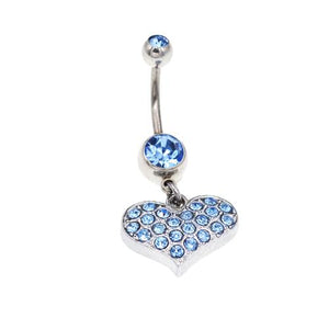 Light Blue Heart Belly Button Rings - TSZjewelry