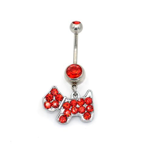 Red Puppy Dog Belly Button Rings - TSZjewelry