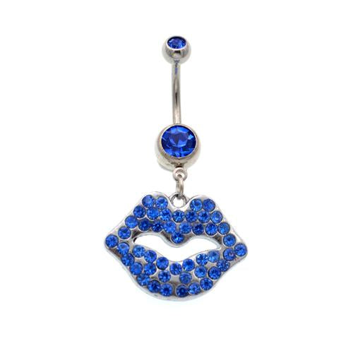 Blue Gem Big Mouth Belly Button Rings - TSZjewelry