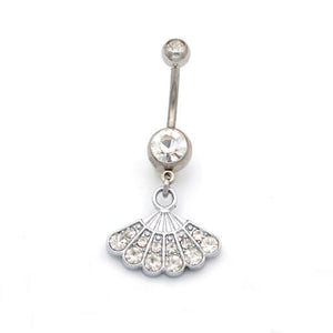 Folding Fan Dangling Belly Button Rings - TSZjewelry