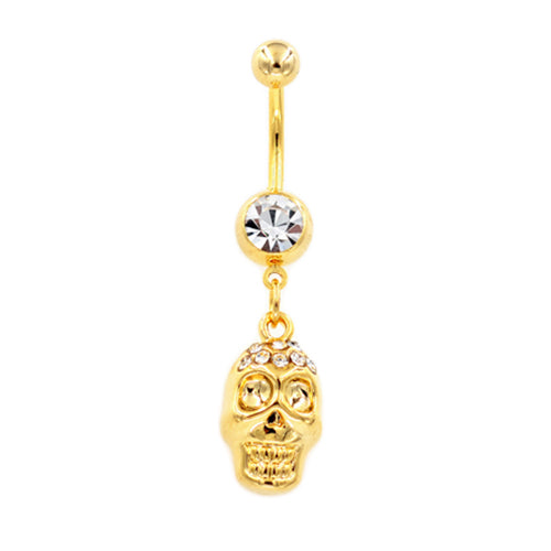 Gold Skull Dangling Belly Button Rings - TSZjewelry