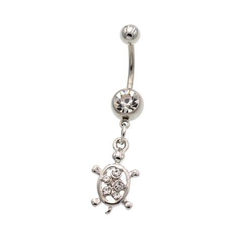 Crystal Tortoise Dangled Belly Button Rings - TSZjewelry