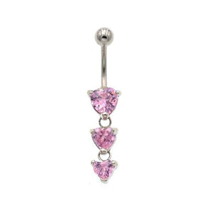 Pink Cz Heart Series Belly Button Rings - TSZjewelry