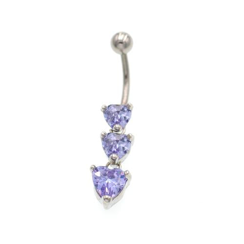 Purple Cz Heart Series Belly Button Rings - TSZjewelry