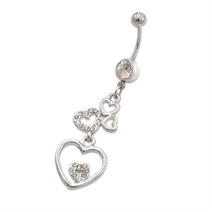 Clear Gem Heart Series Belly Button Rings - TSZjewelry