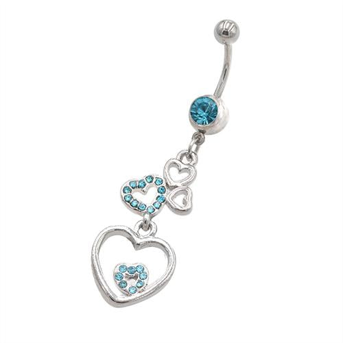 Aqua Gem Heart Series Belly Button Rings - TSZjewelry