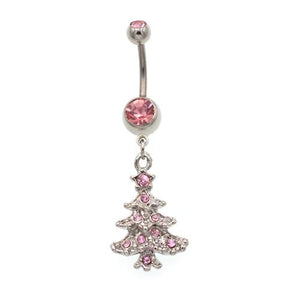 Christmas Tree Dangling Belly Button Rings - TSZjewelry