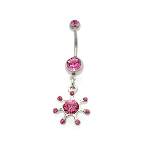 Pink Gem Rising Sun Belly Button Rings - TSZjewelry