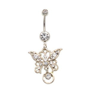 Clear Gem Tailed Butterfly Belly Rings - TSZjewelry