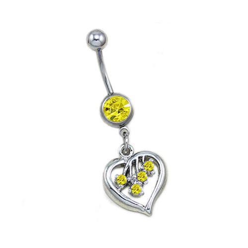 Citrine Heart Shape Belly Button Rings - TSZjewelry