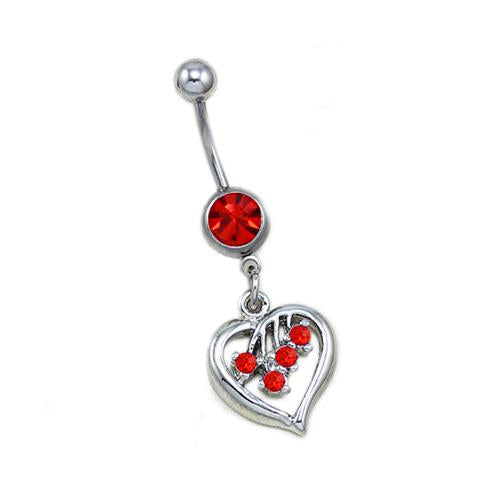 Ruby Heart Shape Belly Button Rings - TSZjewelry