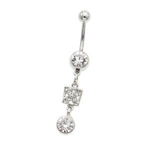 Dangling Square Round Belly Button Rings - TSZjewelry