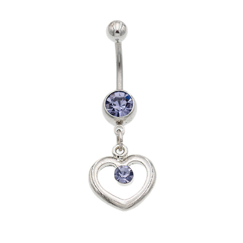 Blue Gem Hollow Heart Belly Button Rings - TSZjewelry