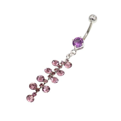 Purple Gem Strip Dangling Belly Button Rings - TSZjewelry