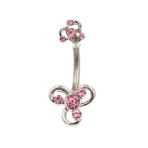 Pink Gem Double Mount Belly Button Rings - TSZjewelry