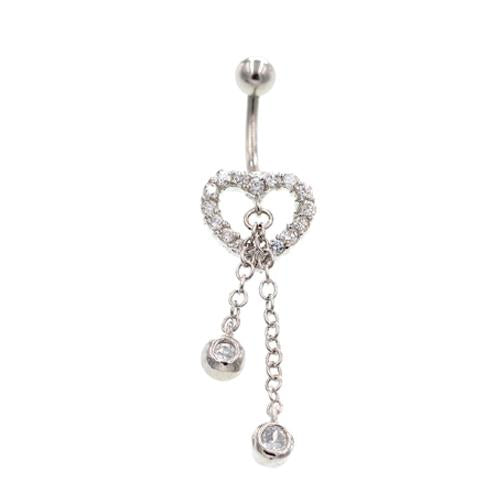 Crystaline Non Dangled Heart Belly Rings - TSZjewelry
