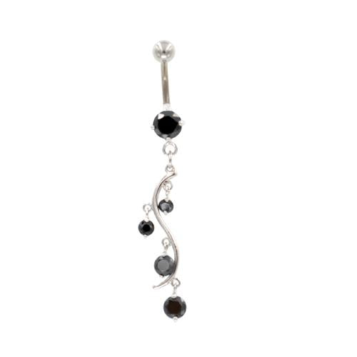 Black Gem S-Shaped Belly Button Rings - TSZjewelry